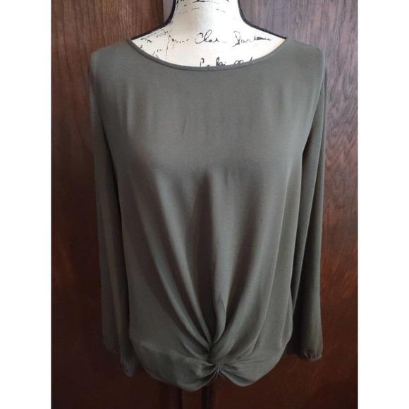 Loft Womens Medium Olive Green Twist-Front Top Blouse Business Casual Career - Picture 1 of 3